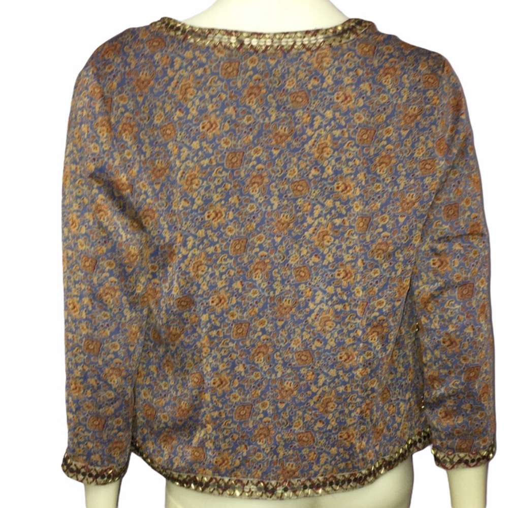 Vintage Beaded Blue Floral Jacket Size XS - Picture 2 of 7